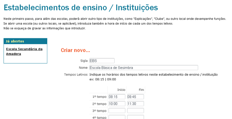 Abertura de estabelecimento de ensino